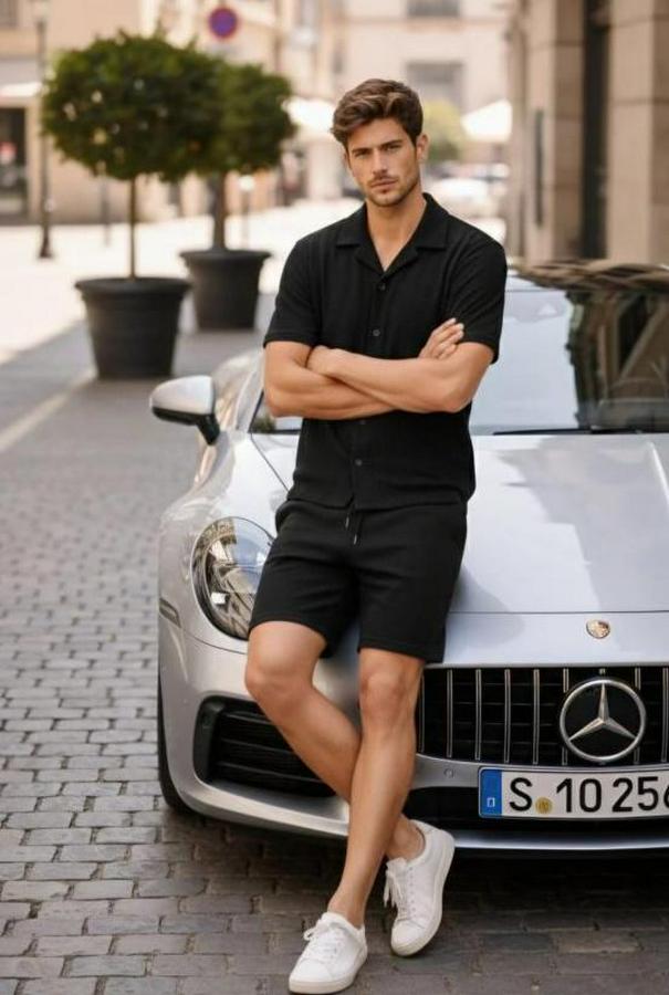 Kısa Kollu Gömlek Şort Takım Yazlık Ikili Set