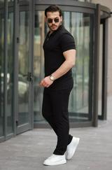 Yakalı Fermuarlı T-Shirt Pantolon Ikili Rahat Takım