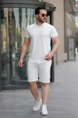 Yakalı Fermuarlı T-Shirt Şort Ikili Takım