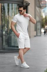 Yakalı Fermuarlı T-Shirt Şort Ikili Takım