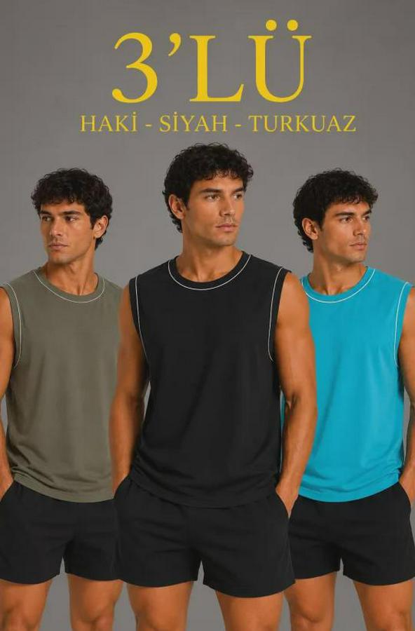 ’lü Kolsuz Sporcu Atlet Seti Yazlık Bisiklet Yaka