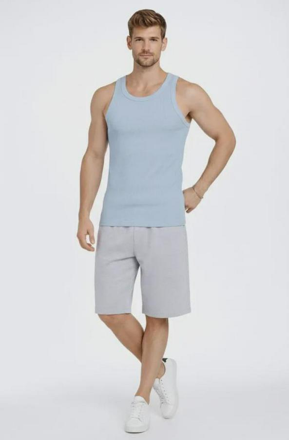 Fitilli Atlet Sıfır Yaka Slim Fit Arka Baskılı Spor Atlet