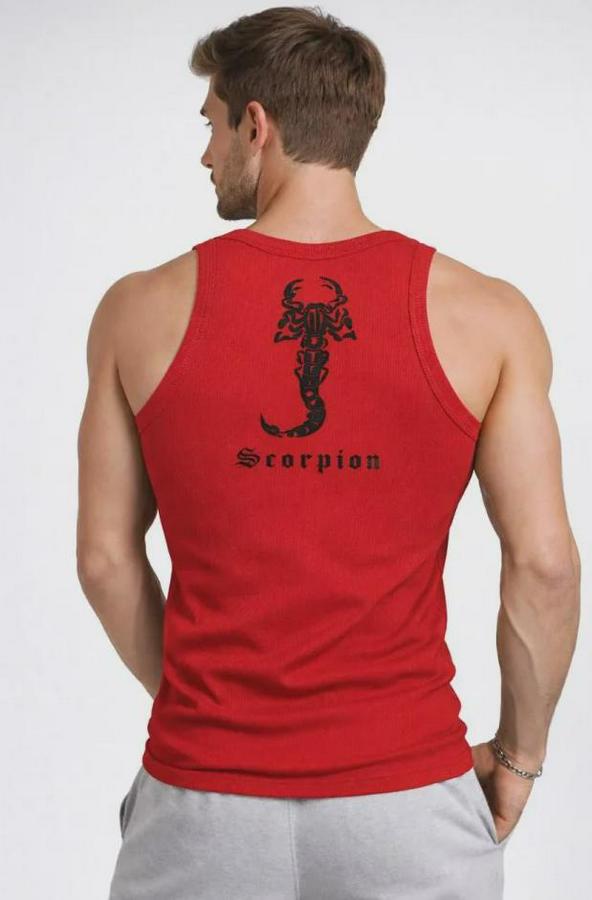 Fitilli Atlet Sıfır Yaka Slim Fit Arka Baskılı Spor Atlet