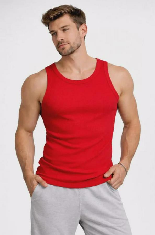 Fitilli Atlet Sıfır Yaka Slim Fit Arka Baskılı Spor Atlet