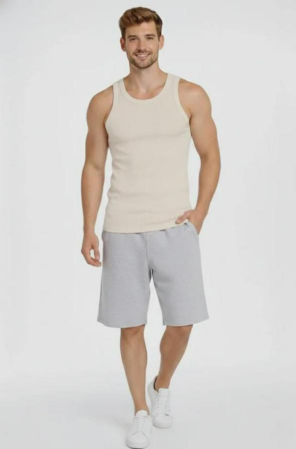 Fitilli Atlet Sıfır Yaka Slim Fit Arka Baskılı Spor Atlet