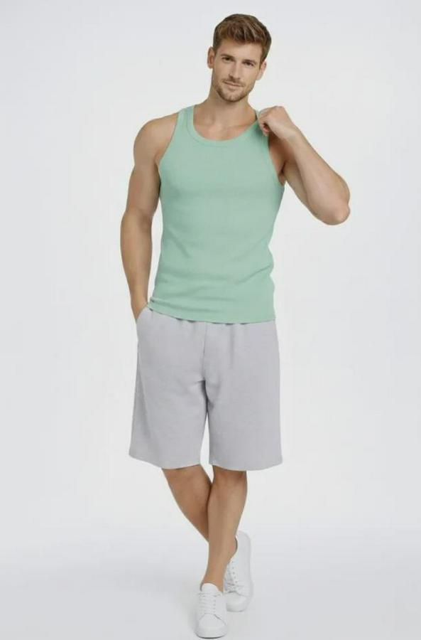 Fitilli Atlet Sıfır Yaka Slim Fit Arka Baskılı Spor Atlet