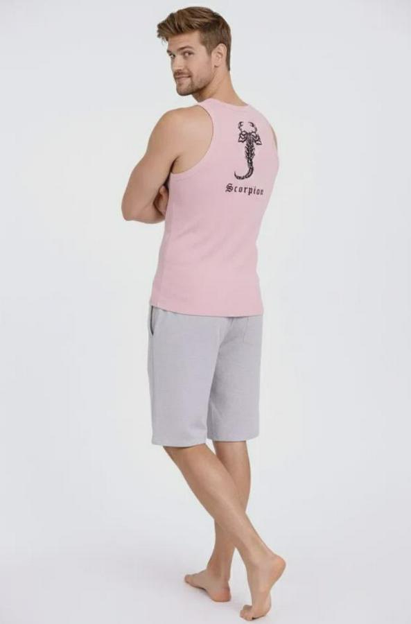 Fitilli Atlet Sıfır Yaka Slim Fit Arka Baskılı Spor Atlet