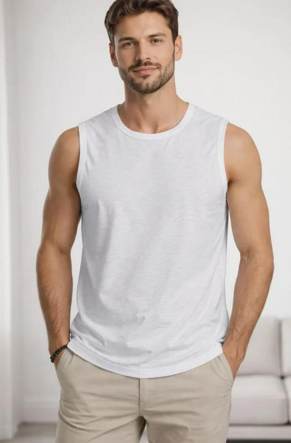 Flamlı Kumaş Sıfır Kolsuz Atlet Basic Spor Üst, Günlük Ve Fitness Kullanımına Uygun