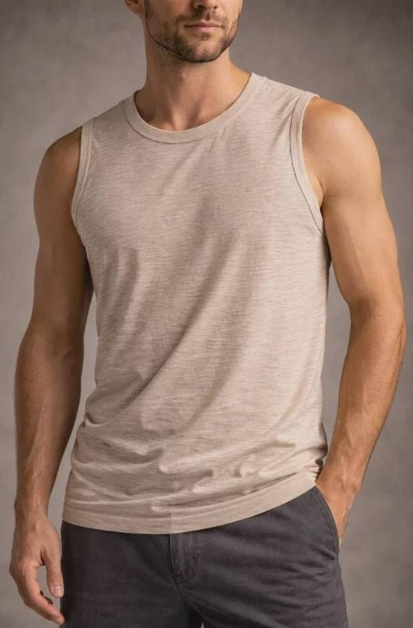 Flamlı Kumaş Sıfır Kolsuz Atlet Basic Spor Üst, Günlük Ve Fitness Kullanımına Uygun