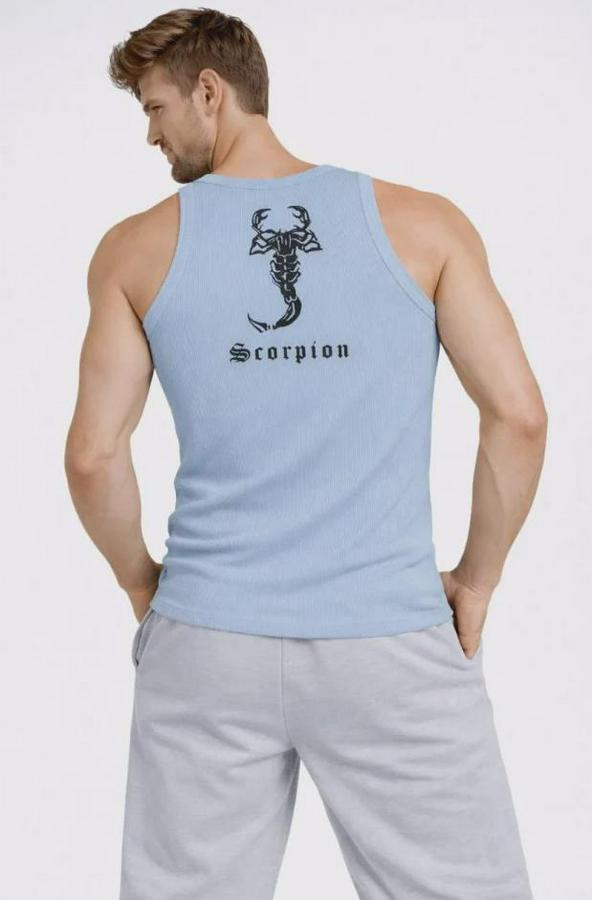 Spor Fitilli Atlet 2li Set Kahverengi Ve Bebek Mavisi Slim Fit Kaşkorse Arka Baskılı Spor Atlet