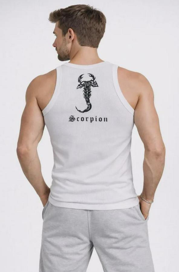 Spor Fitilli Atlet 2li Set Siyah Ve Beyaz Slim Fit Kaşkorse Arka Baskılı Spor Atlet