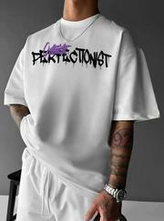 Baskılı Oversize Bisiklet Yaka T-Shirt