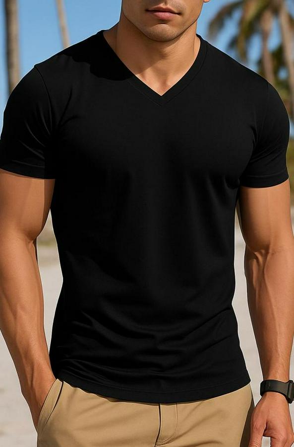 Kısa Kollu V Yakalı Viskon Bluz