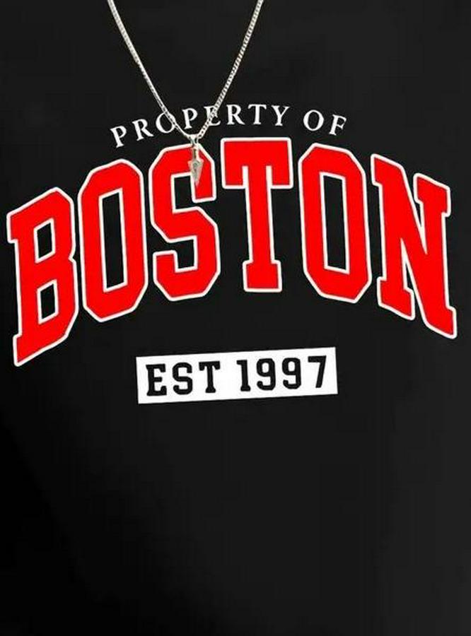 Uzun Kollu Bisiklet Yaka Boston Yazılı Iki Iplik Bluz
