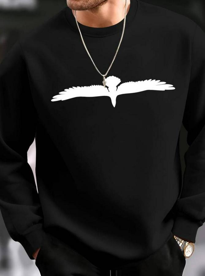 Uzun Kollu Bisiklet Yaka Kuş Desenli Iki Iplik Viskon Bluz