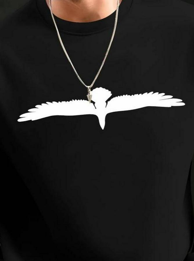 Uzun Kollu Bisiklet Yaka Kuş Desenli Iki Iplik Viskon Bluz