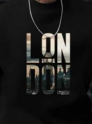 Uzun Kollu Bisiklet Yaka London Logo Baskılı Iki Iplik Bluz
