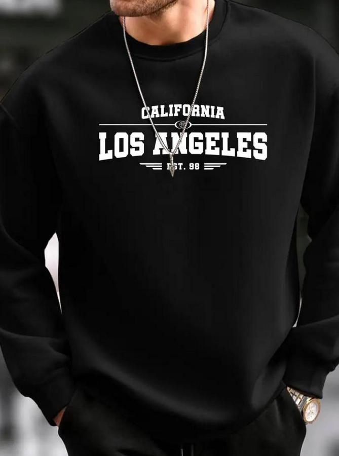 Uzun Kollu Bisiklet Yaka Los Angeles Yazılı Iki Iplik Bluz