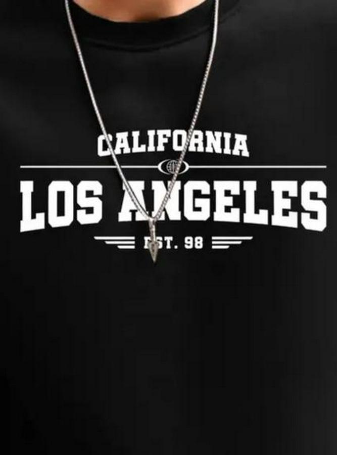 Uzun Kollu Bisiklet Yaka Los Angeles Yazılı Iki Iplik Bluz
