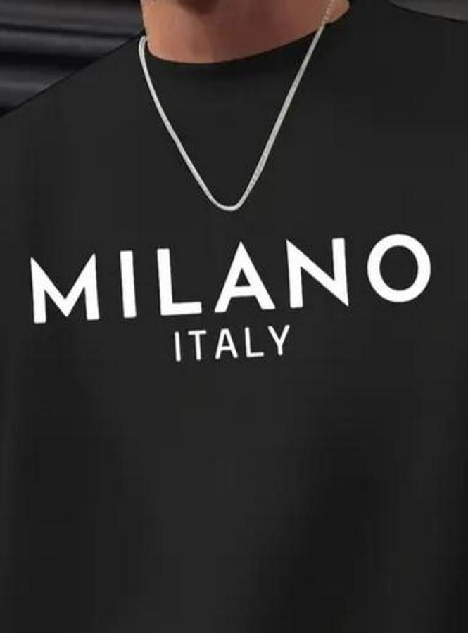 Uzun Kollu Bisiklet Yaka Milano Yazılı Iki Iplik Bluz