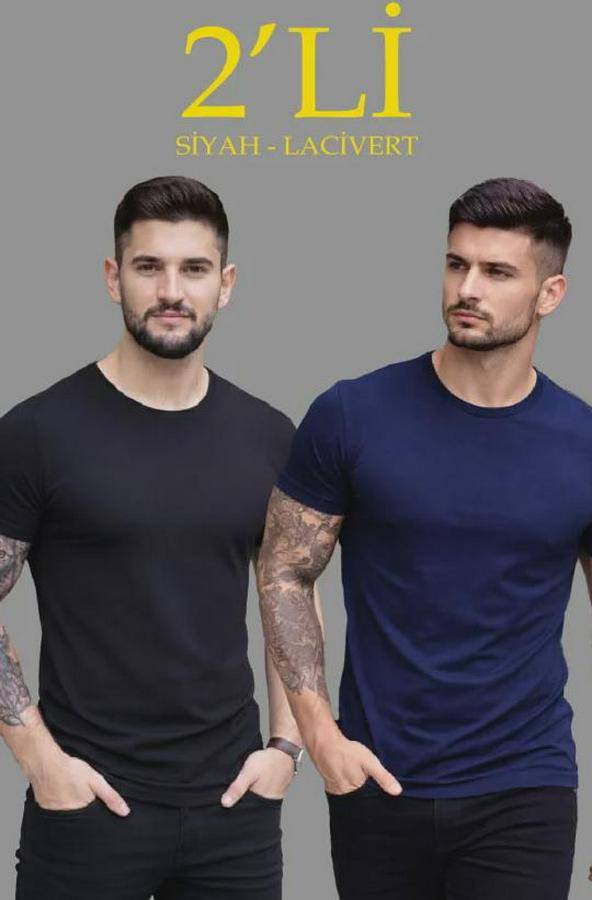 Li Bisiklet Yaka Tişört – Kısa Kollu Yazlık Slim Fit Body