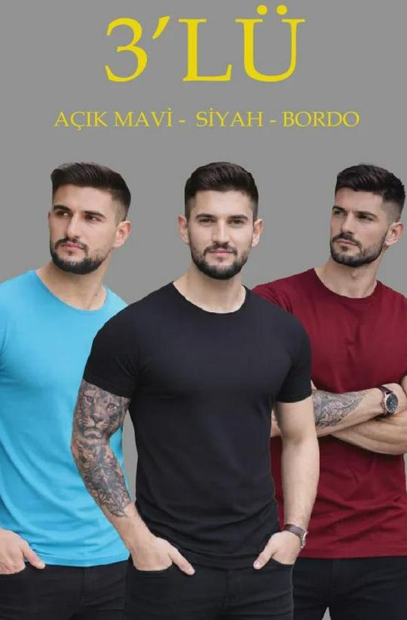 Lü Bisiklet Yaka Tişört – Kısa Kollu Yazlık Slim Fit Body