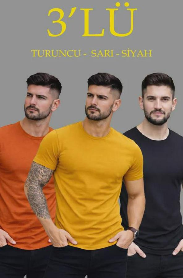 Lü Bisiklet Yaka Tişört – Kısa Kollu Yazlık Slim Fit Body