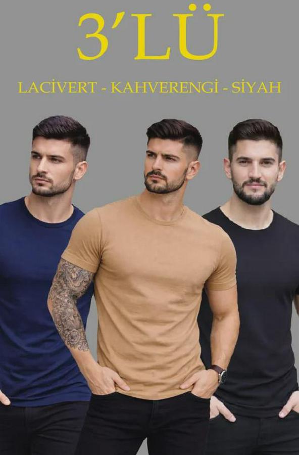 Lü Bisiklet Yaka Tişört – Kısa Kollu Yazlık Slim Fit Body