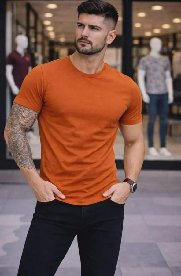 T-Shirt Bisiklet Yaka Slim Fit Dar Kesim Likralı Tişört Günlük Basic Body