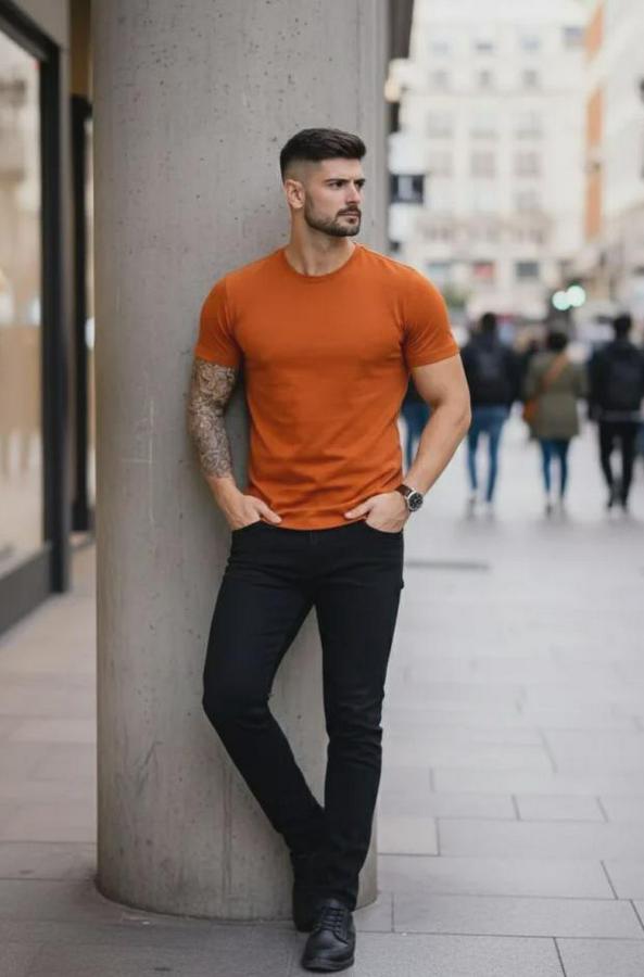 T-Shirt Bisiklet Yaka Slim Fit Dar Kesim Likralı Tişört Günlük Basic Body