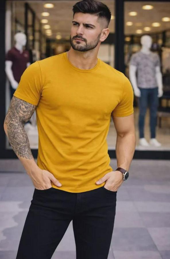 T-Shirt Bisiklet Yaka Slim Fit Dar Kesim Likralı Tişört Günlük Basic Body