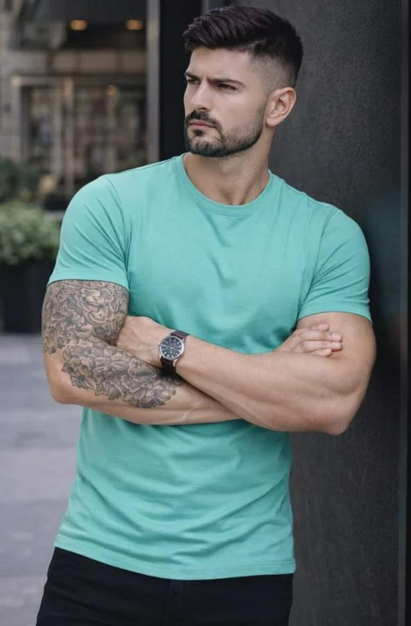 T-Shirt Bisiklet Yaka Slim Fit Dar Kesim Likralı Tişört Günlük Basic Body