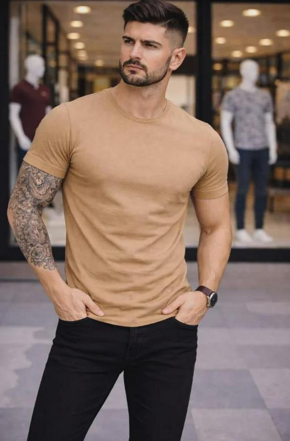 T-Shirt Bisiklet Yaka Slim Fit Dar Kesim Likralı Tişört Günlük Basic Body