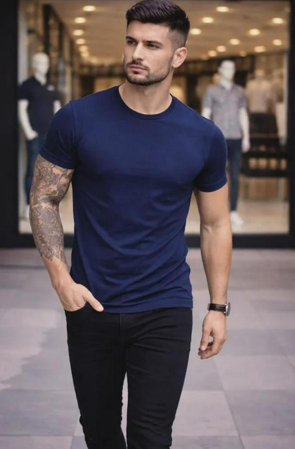 T-Shirt Bisiklet Yaka Slim Fit Dar Kesim Likralı Tişört Günlük Basic Body