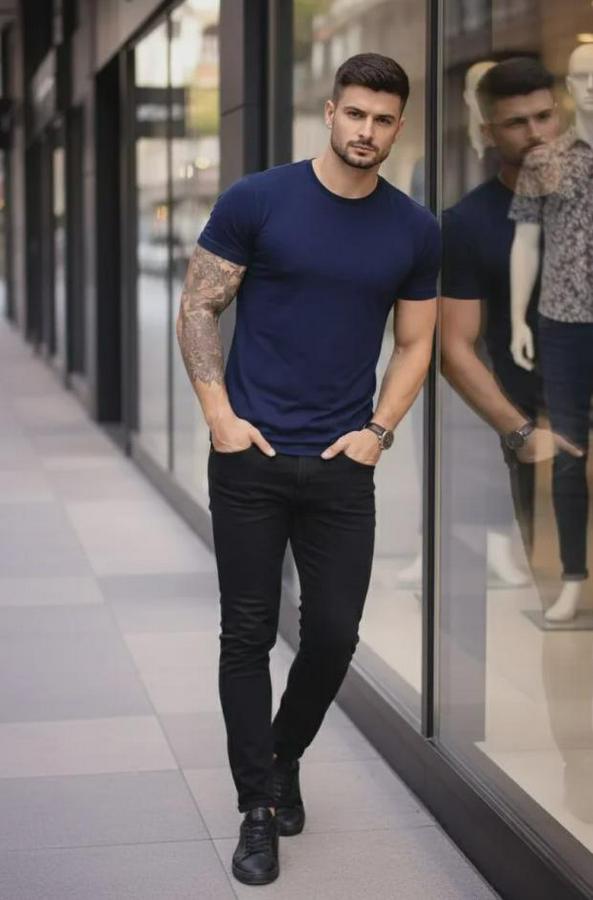 T-Shirt Bisiklet Yaka Slim Fit Dar Kesim Likralı Tişört Günlük Basic Body