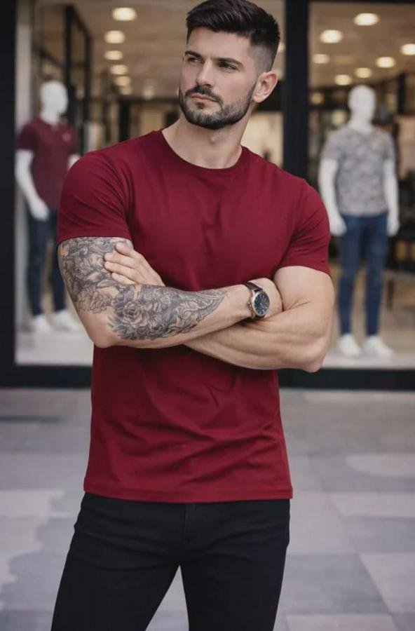 T-Shirt Bisiklet Yaka Slim Fit Dar Kesim Likralı Tişört Günlük Basic Body