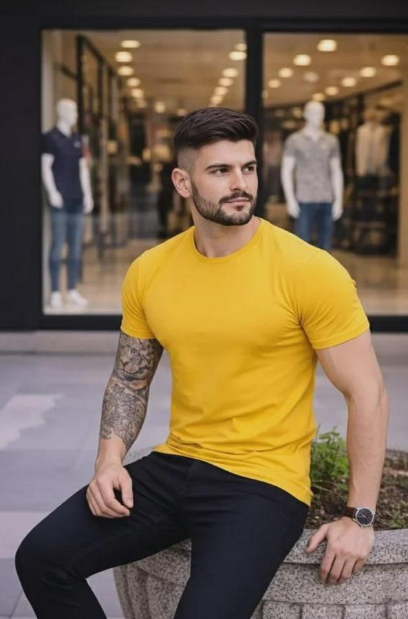 T-Shirt Bisiklet Yaka Slim Fit Dar Kesim Likralı Tişört Günlük Basic Body
