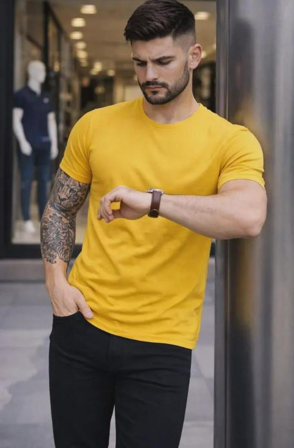 T-Shirt Bisiklet Yaka Slim Fit Dar Kesim Likralı Tişört Günlük Basic Body