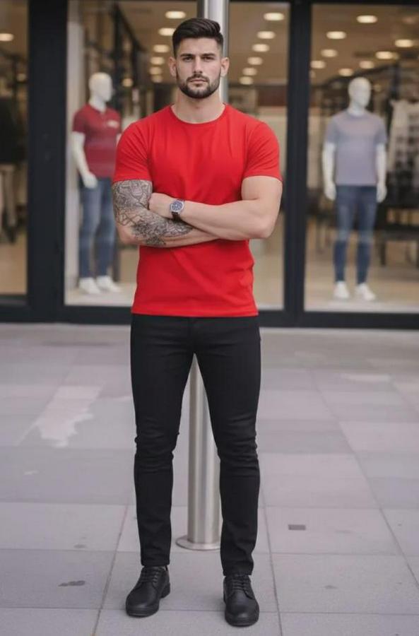 T-Shirt Bisiklet Yaka Slim Fit Dar Kesim Likralı Tişört Günlük Basic Body