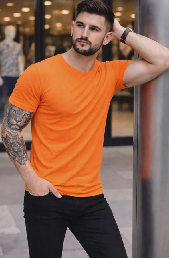 T-Shirt Bisiklet Yaka Slim Fit Dar Kesim Likralı Tişört Günlük Basic Body