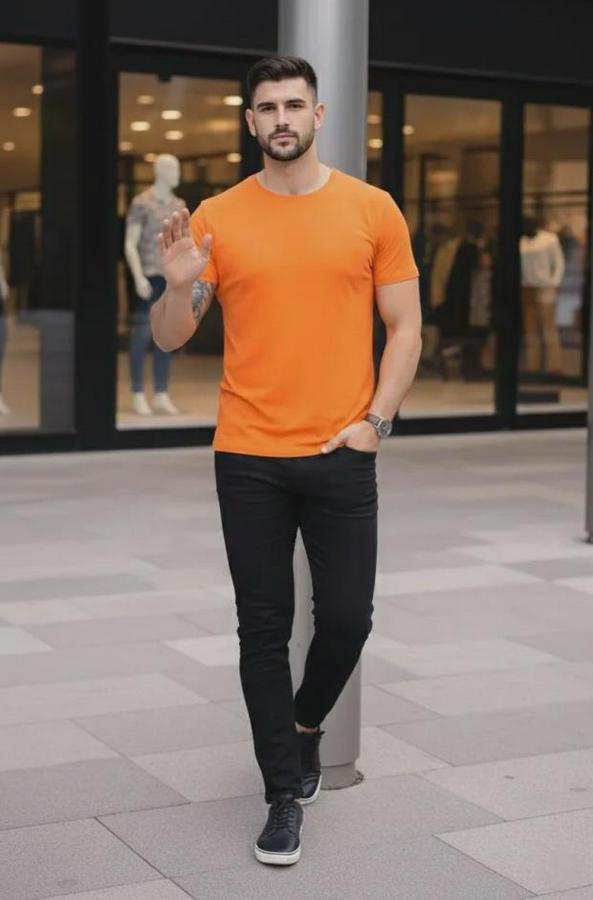 T-Shirt Bisiklet Yaka Slim Fit Dar Kesim Likralı Tişört Günlük Basic Body