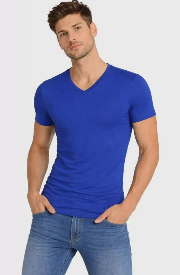 T-Shirt V Yaka Slim Fit Dar Kesim Likralı Tişört Günlük Basic Body
