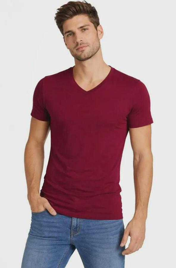 T-Shirt V Yaka Slim Fit Dar Kesim Likralı Tişört Günlük Basic Body
