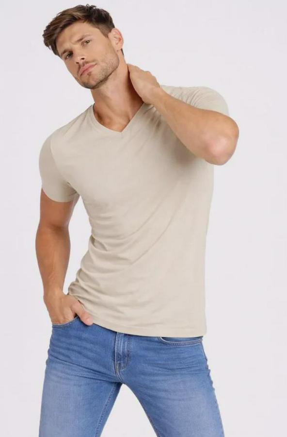 T-Shirt V Yaka Slim Fit Dar Kesim Likralı Tişört Günlük Basic Body