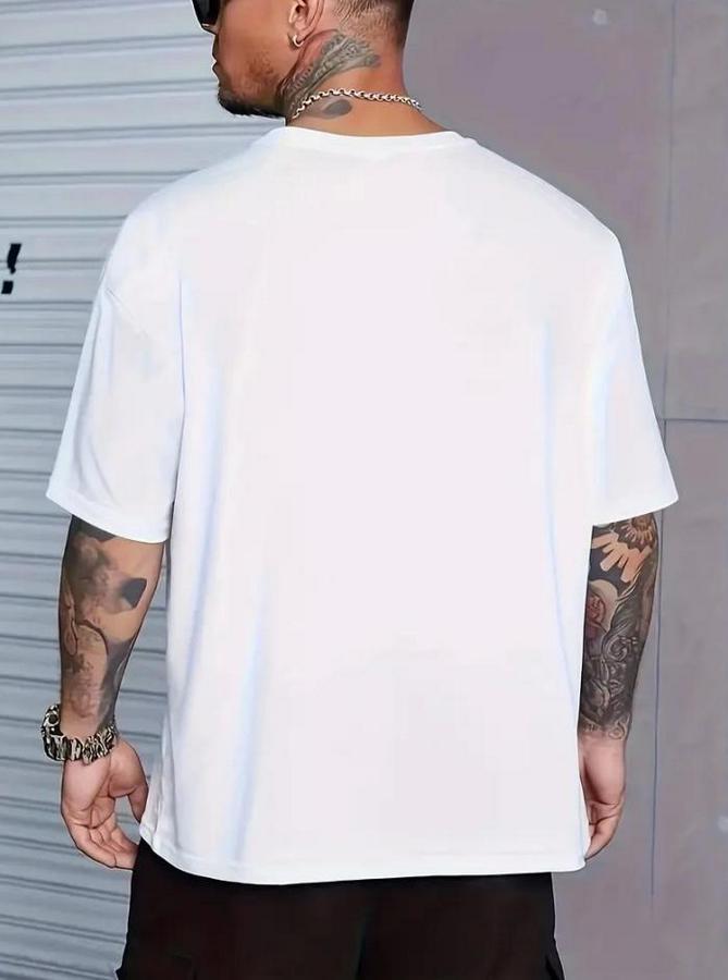 Baskılı Oversize Bisiklet Yaka T-Shirt