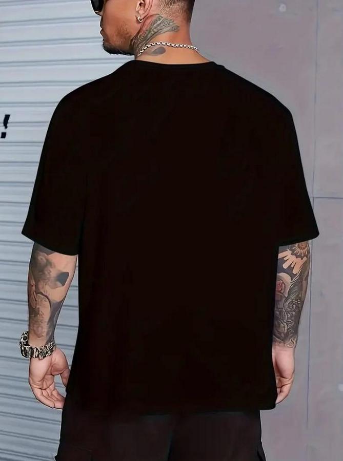 Baskılı Oversize Bisiklet Yaka T-Shirt