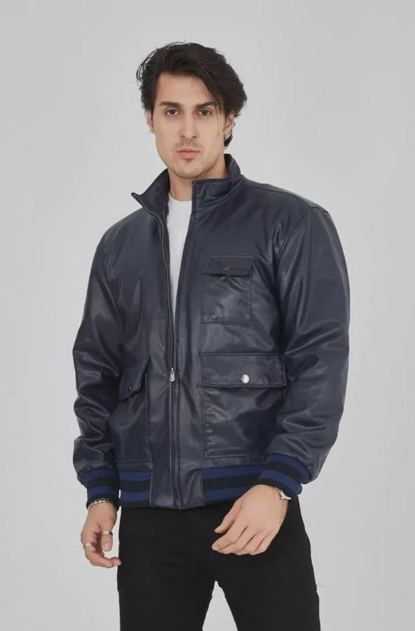 Fermuarlı Içten Elyaf Ve Astarlı Suni Deri Ceket