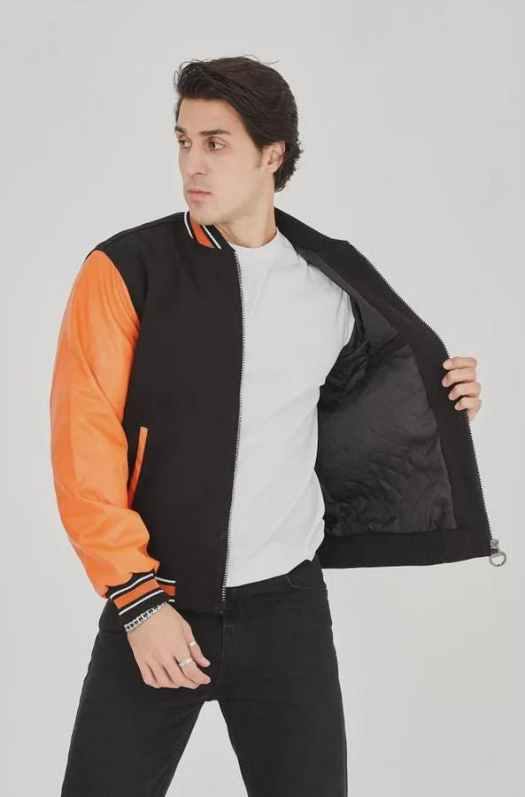 Içten Elyaf Ve Astarlı Kolları Suni Deri Ceket