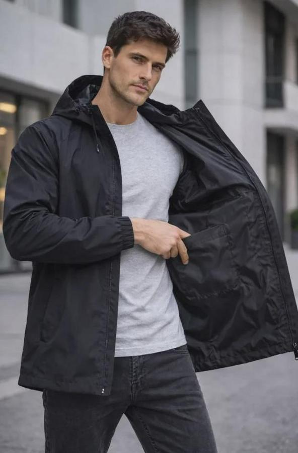 Kapüşonlu Su Itici Rüzgarlık Ceket Mevsimlik Hafif Mont