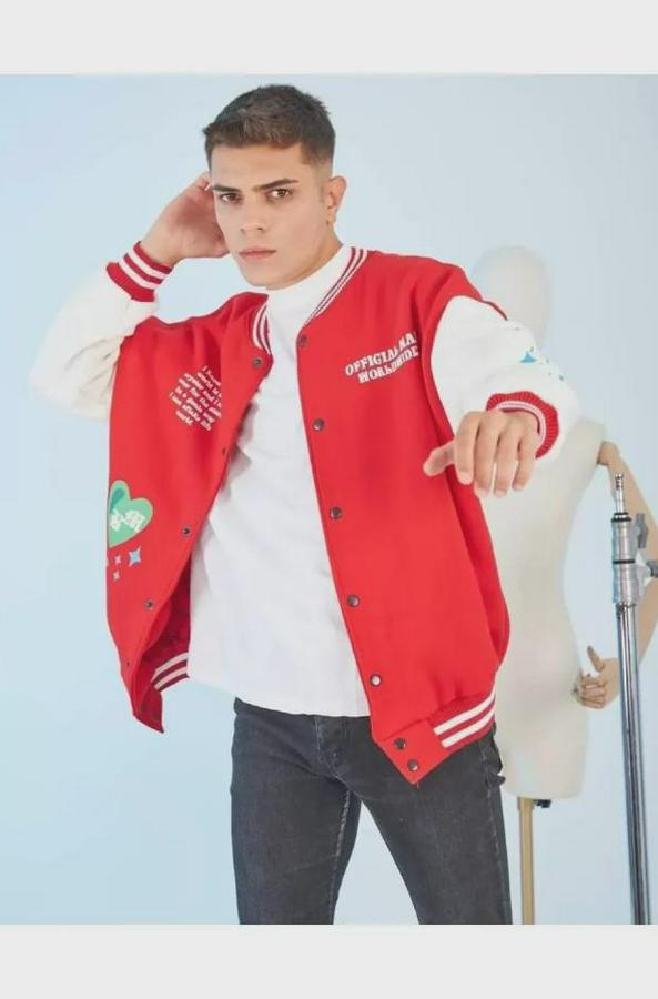 Kolları Yıldız Sırt Baskılı Oversize Kolej Ceket